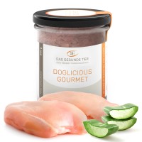 DOGLICIOUS GOURMET -Ergänzungsfuttermittel für Hunde mit  Huhn mit Aloe Vera - Sparpackung 6 x Glas à 300 g 