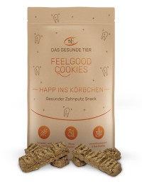 Happ ins Körbchen - DER Zahnputzsnack für Hunde - Feelgood Cookies - 200 g