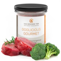 DOGLICIOUS GOURMET - Alleinfuttermittel mit Rind ,Möhrchengemüse & Brokkoli - 6 x 290 g 